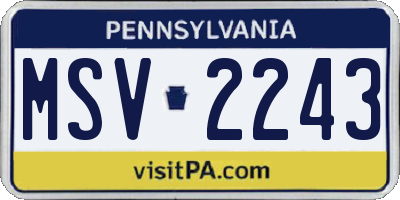PA license plate MSV2243