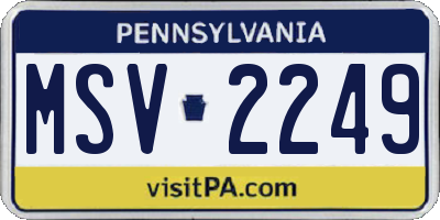 PA license plate MSV2249