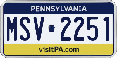 PA license plate MSV2251