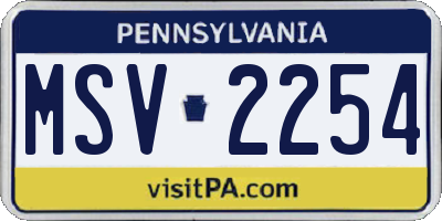 PA license plate MSV2254