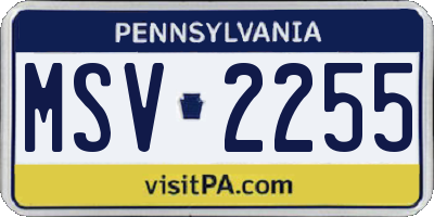 PA license plate MSV2255