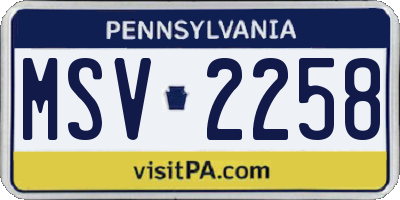 PA license plate MSV2258
