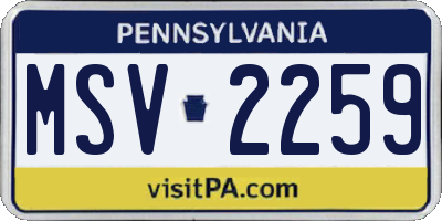 PA license plate MSV2259