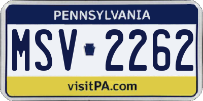 PA license plate MSV2262