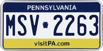 PA license plate MSV2263
