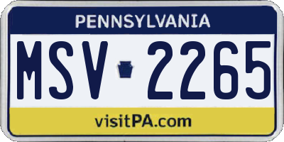 PA license plate MSV2265