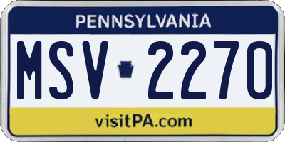 PA license plate MSV2270
