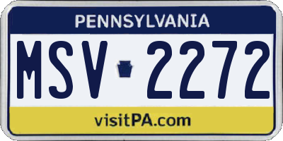 PA license plate MSV2272