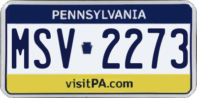 PA license plate MSV2273