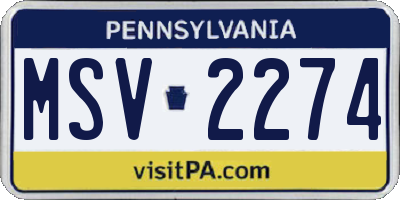 PA license plate MSV2274