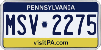 PA license plate MSV2275
