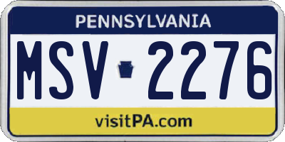 PA license plate MSV2276