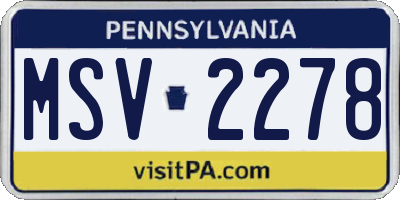 PA license plate MSV2278