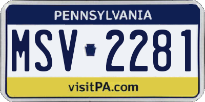 PA license plate MSV2281