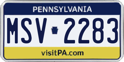 PA license plate MSV2283