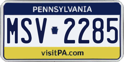 PA license plate MSV2285