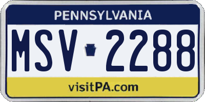 PA license plate MSV2288