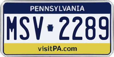 PA license plate MSV2289