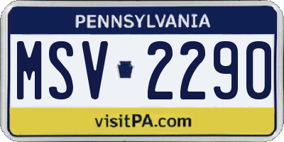 PA license plate MSV2290