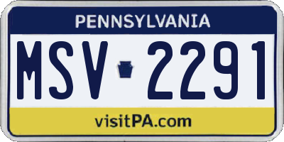 PA license plate MSV2291