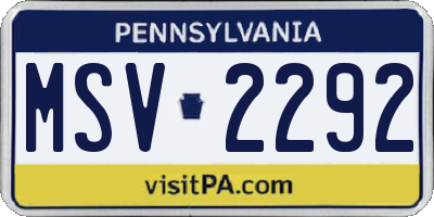 PA license plate MSV2292