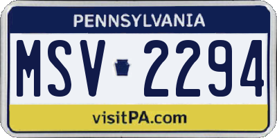 PA license plate MSV2294
