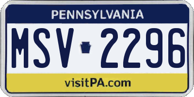 PA license plate MSV2296