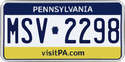 PA license plate MSV2298