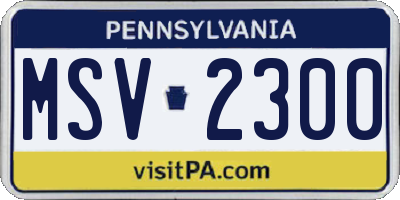 PA license plate MSV2300