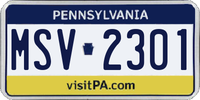 PA license plate MSV2301