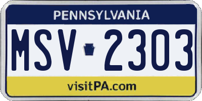 PA license plate MSV2303