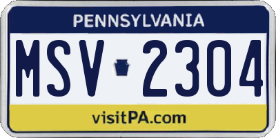 PA license plate MSV2304