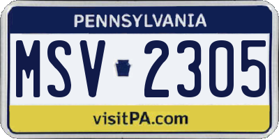 PA license plate MSV2305