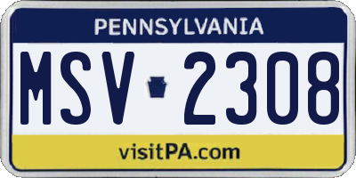 PA license plate MSV2308