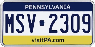 PA license plate MSV2309