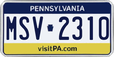 PA license plate MSV2310