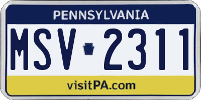 PA license plate MSV2311
