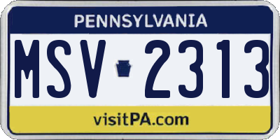 PA license plate MSV2313