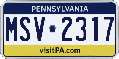 PA license plate MSV2317