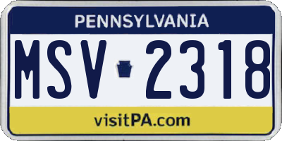 PA license plate MSV2318