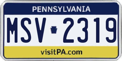 PA license plate MSV2319