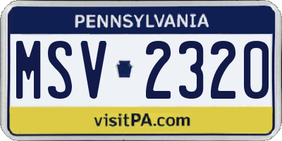 PA license plate MSV2320