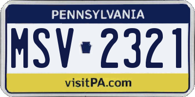 PA license plate MSV2321