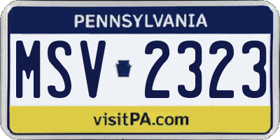 PA license plate MSV2323