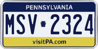 PA license plate MSV2324
