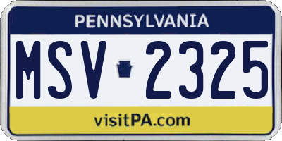 PA license plate MSV2325