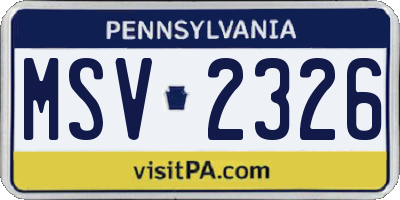 PA license plate MSV2326