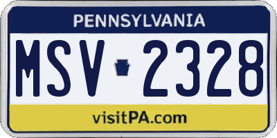PA license plate MSV2328