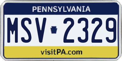 PA license plate MSV2329