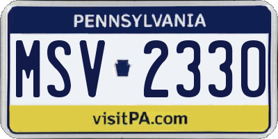 PA license plate MSV2330